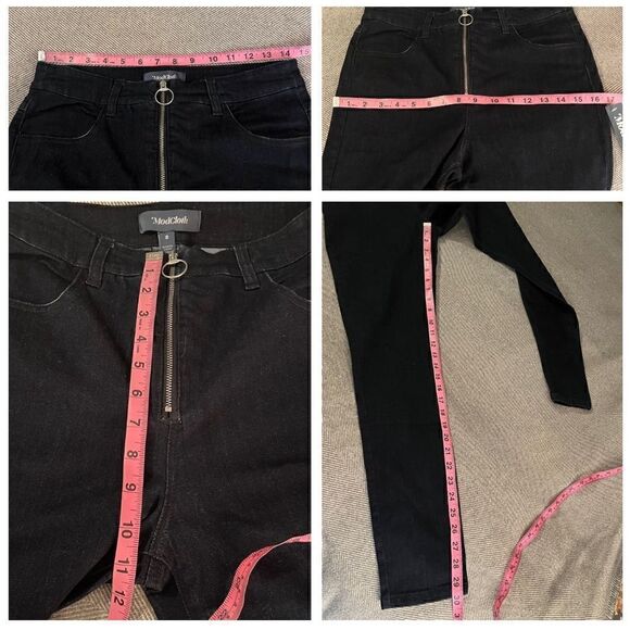 Modcloth By All Means Exposed Zip Skinny Jeans High Waist Dark Blue Indigo M - Picture 13 of 13